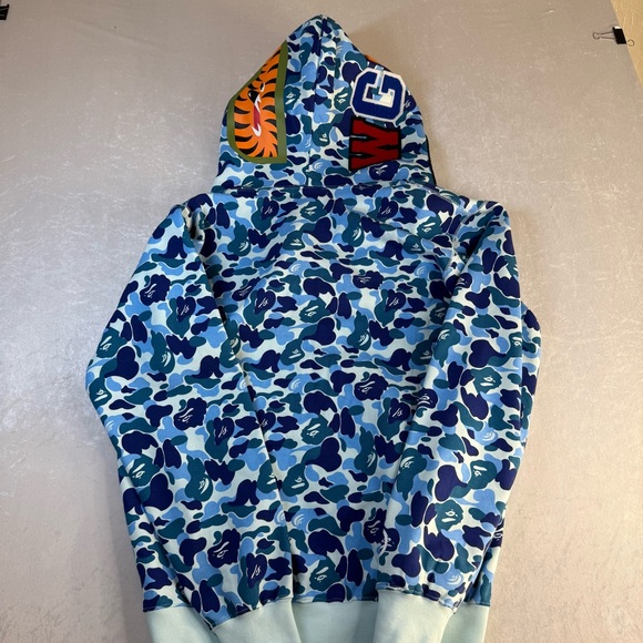 Bape Blue Camo Shark Zip Up Sweater - Picture 11 of 11